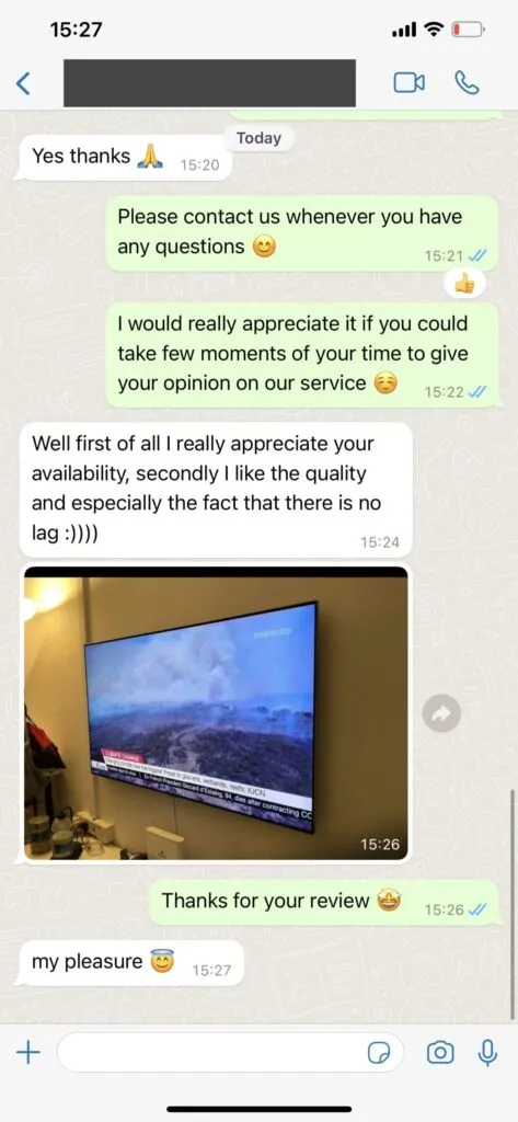 WhatsApp ervaring van TVPikoma klant 2